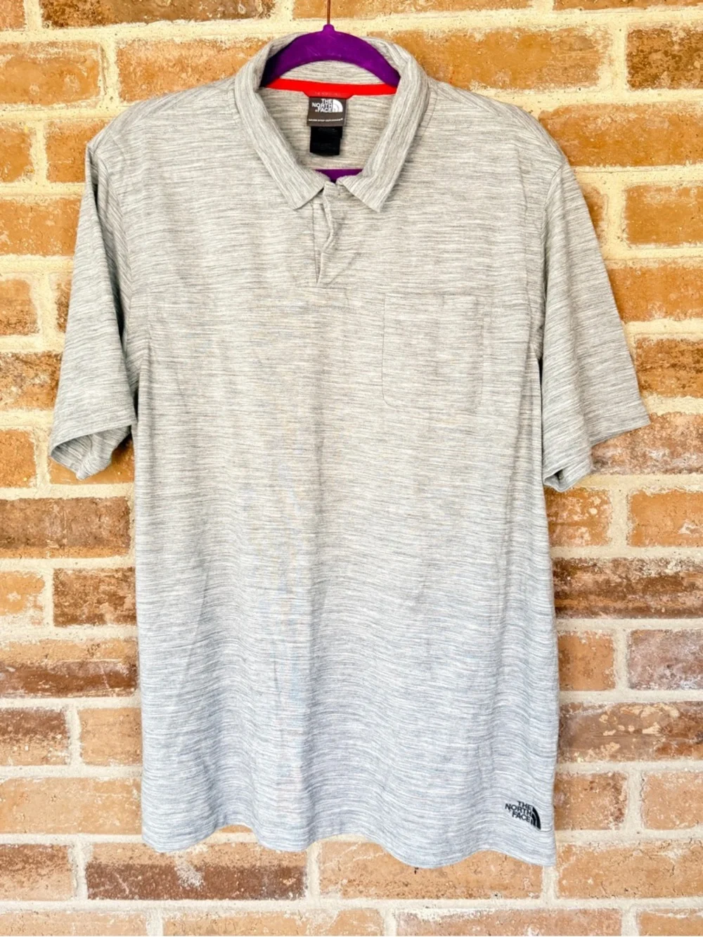 The North Face Light Heather Gray Short-Sleeve Polo